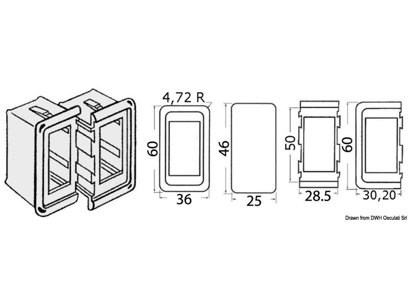 Cornice per interruttori in plastica