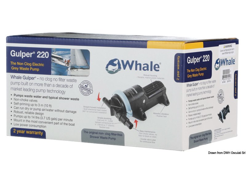 Pompa WHALE Gulper 220 per scarico doccia e acque nere