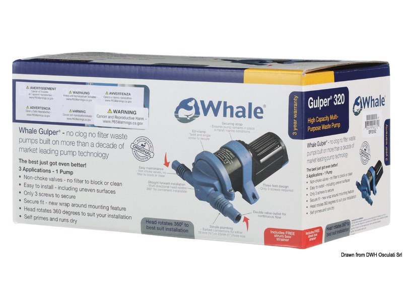 Pompa WHALE Gulper 320 per scarico doccia e acque nere