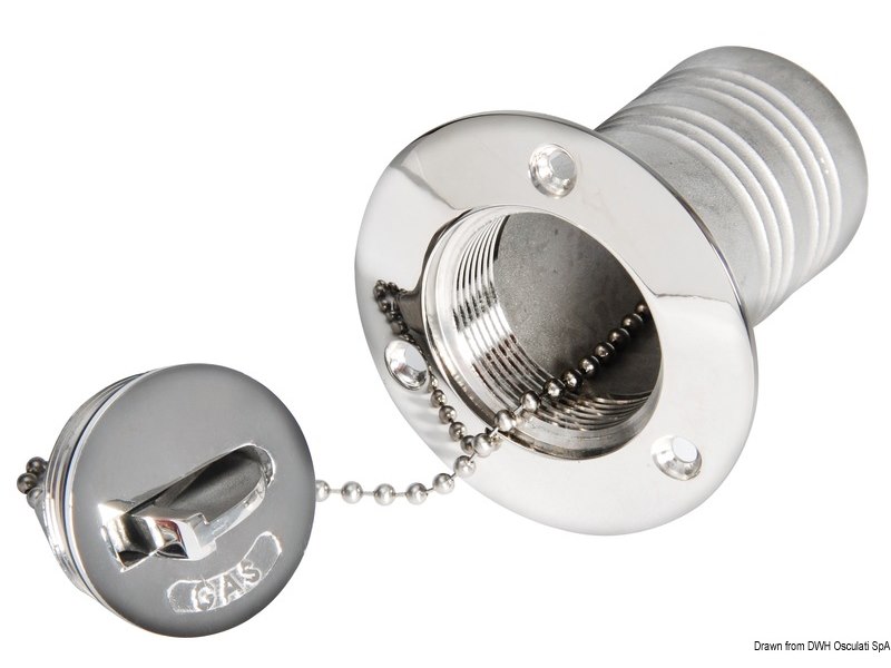 Tappo Utility a filo in ottone cromato con apertura a ribalta