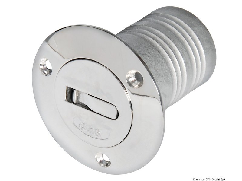 Tappo Utility a filo in ottone cromato con apertura a ribalta