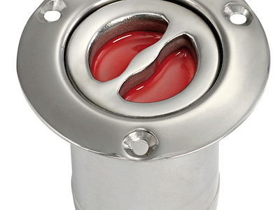 Tappo di rifornimento in acciaio inox lucidato a specchio, a filo e con maniglietta di apertura