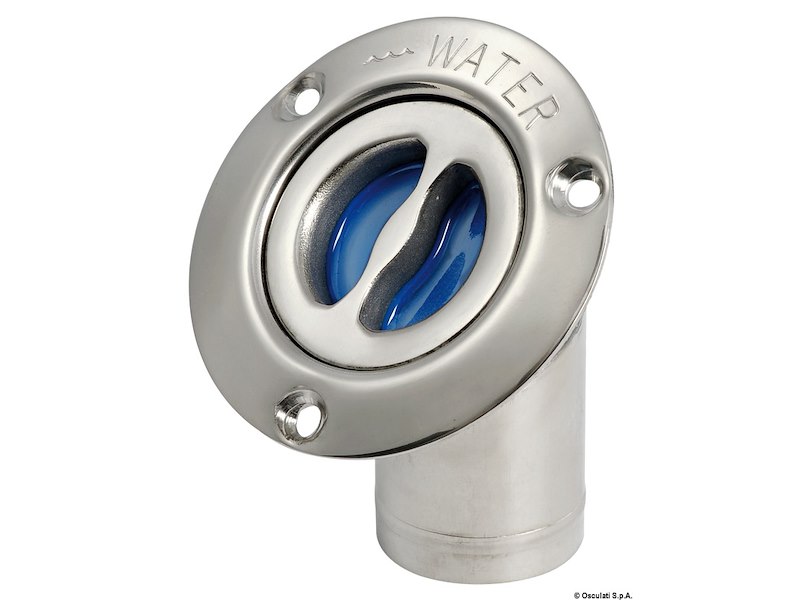 Tappo di rifornimento in acciaio inox lucidato a specchio, a filo e con maniglietta di apertura