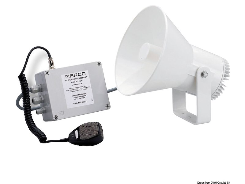 Tromba MARCO elettronica con amplificatore per imbarcazioni dai 12 ai 20 metri