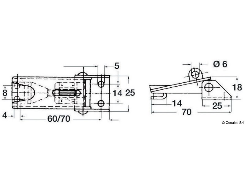 Chiusura a leva regol. 70x25mm 