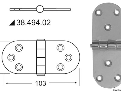 Cerniera inox 103x38 mm sporgente 