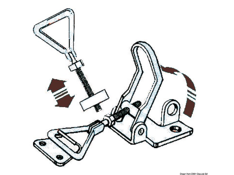 Chiusura a leva regolabile in acciaio inox con portalucchetto
