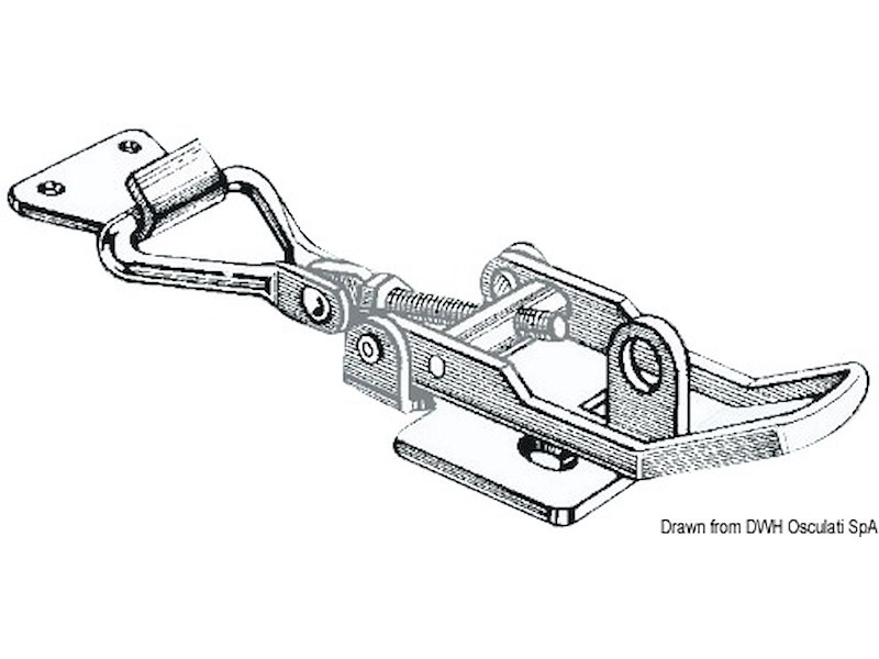 Chiusura a leva regolabile in acciaio inox con portalucchetto