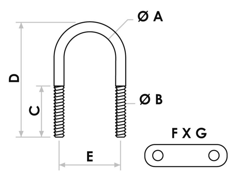 Cavallotto ad U con doppia piastrina di guarnizione