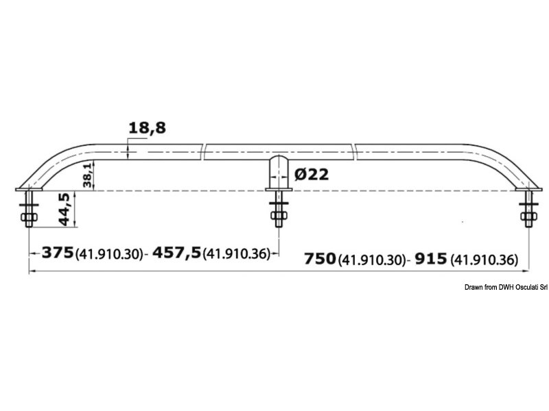 Corrimano in tubo ovalizzato a fissaggio invisibile