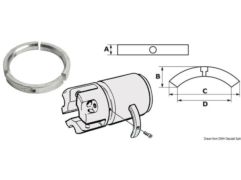 Anodo per elica piedi Sail Drive/Folding Prop, serie 3 pezzi