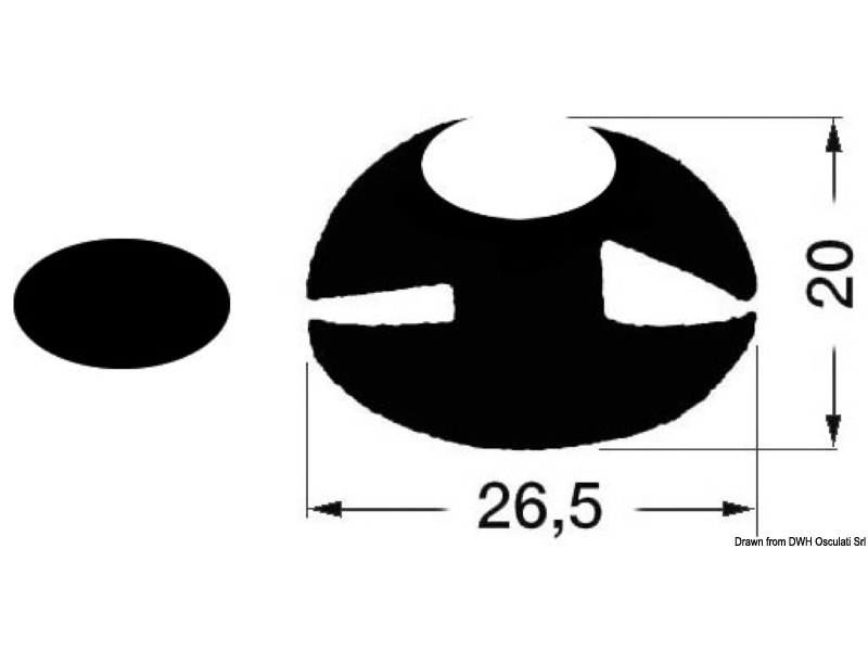 Profilo per finestrini 26 x 20 mm 