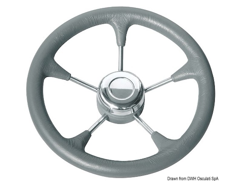 Volante in poliuretano morbido con razze in acciaio inox
