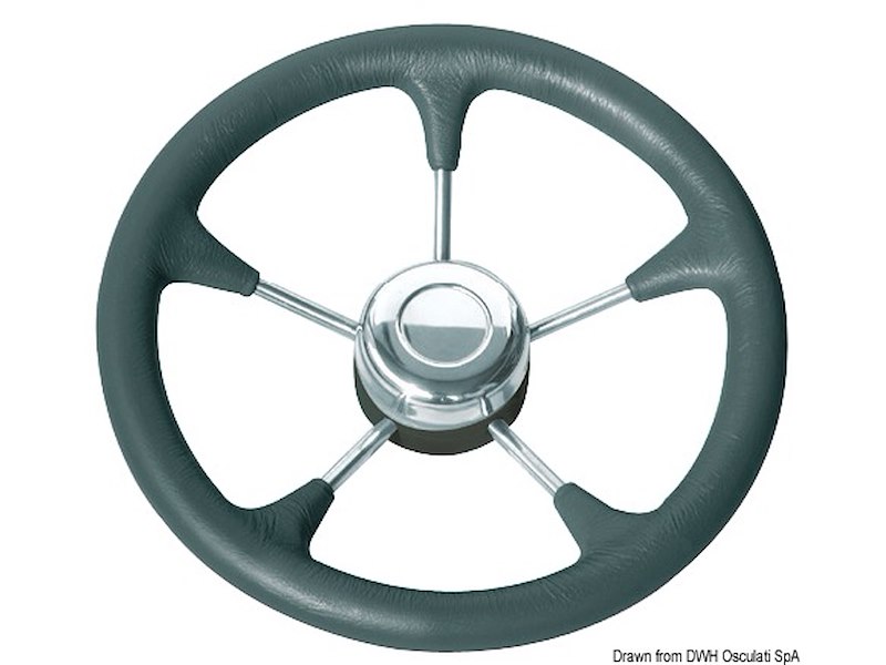 Volante in poliuretano morbido con razze in acciaio inox