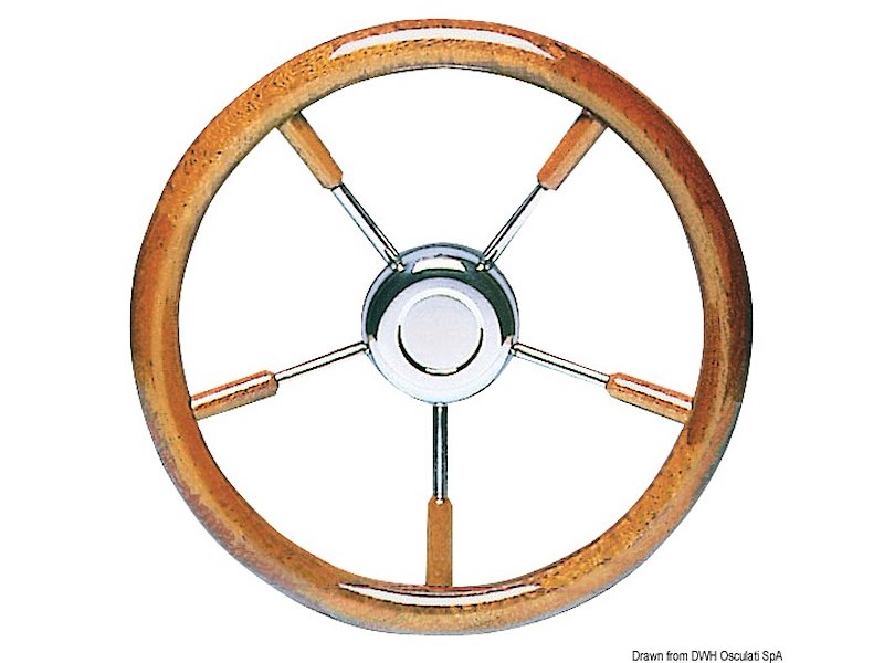 Volante con corona in mogano verniciato ai poliuretani