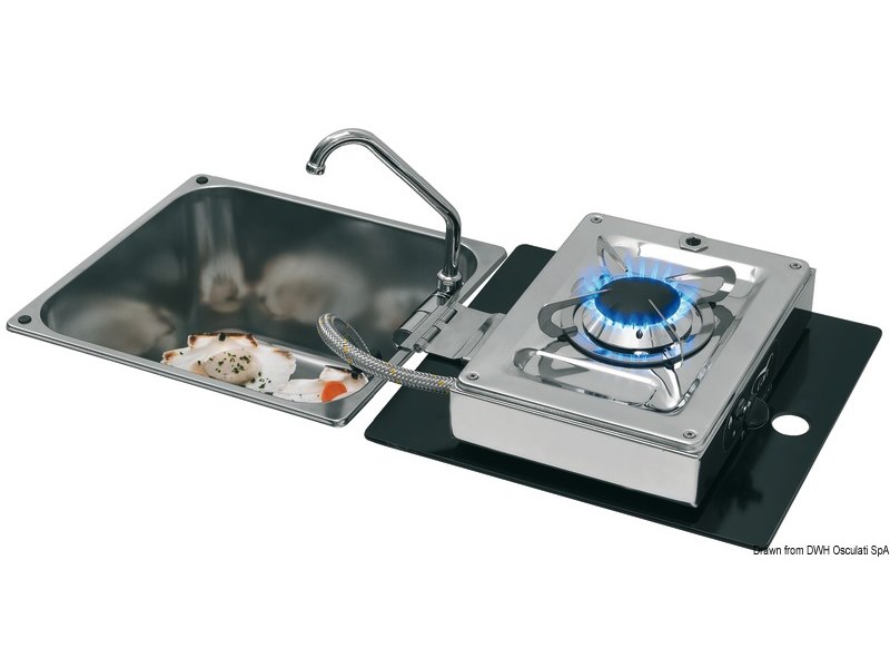 Piano cottura ribaltabile a cerniera nel lavello