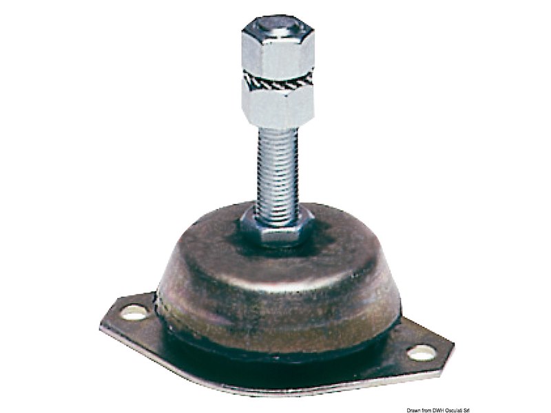 Supporto elastico antivibrante per motori entrobordo e generatore completo di controtampone