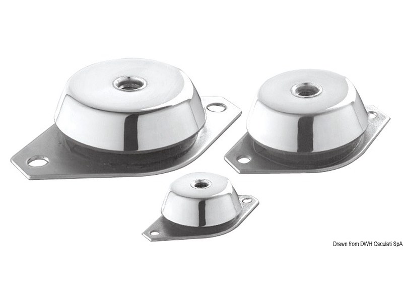 Supporto elastico antivibrante per motori entrobordo e generatore completo di controtampone