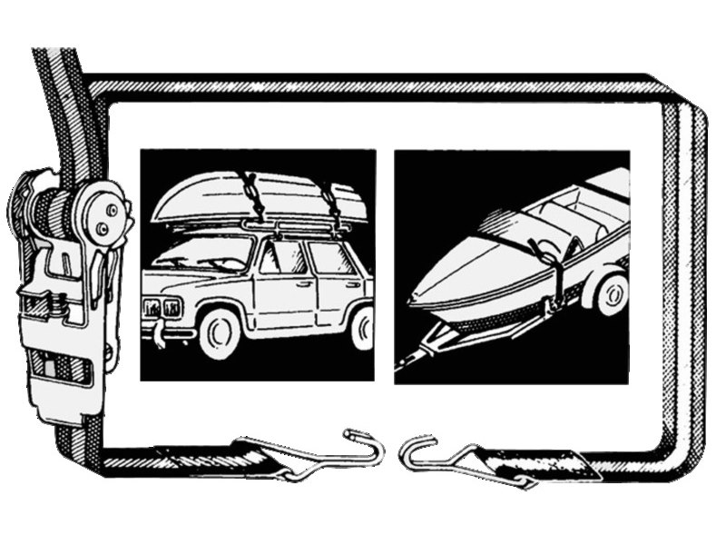 Cinghia in poliestere colorato con ganci e cricchetto