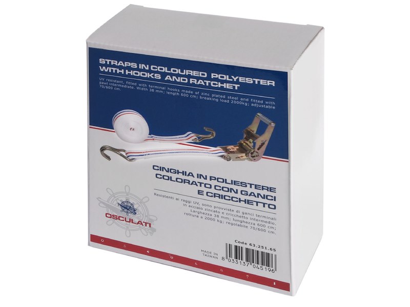 Cinghia in poliestere colorato con ganci e cricchetto