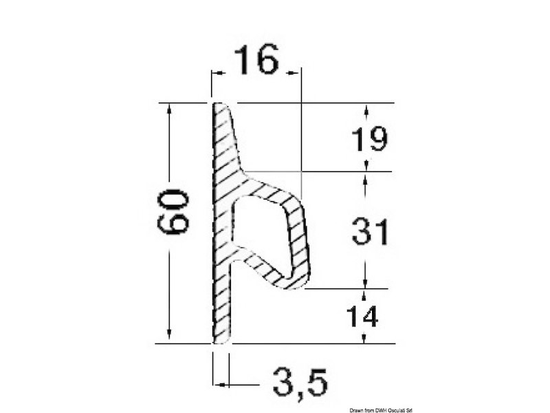 Profilo paraspruzzi, parabordo in EPDM