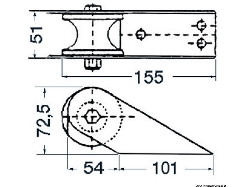 Musone di prua inox 155 x 51 mm 