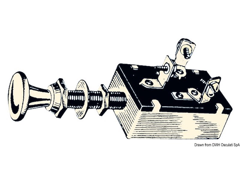 Interruttore a 3 posizioni, pannello ottone cromato.