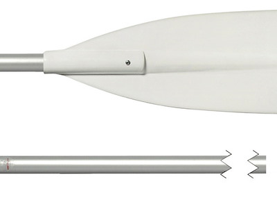 Pagaia con pala in ABS bianco e gancio d’accosto in nylon terminale