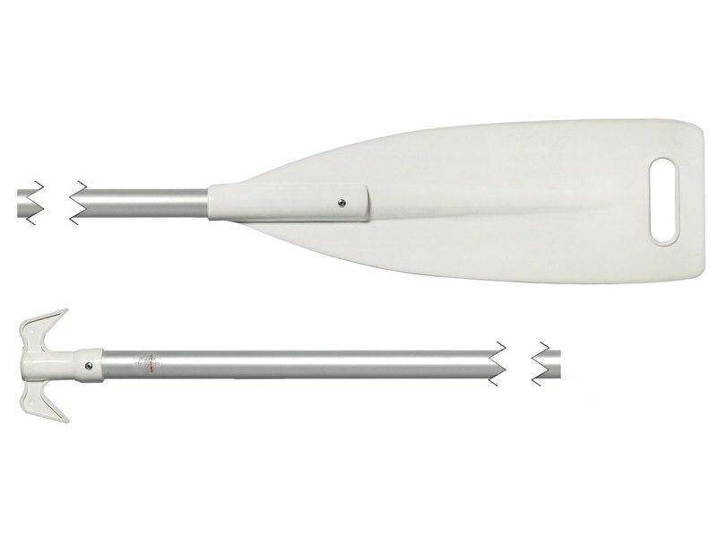 Pagaia con pala in ABS bianco e gancio d’accosto in nylon terminale