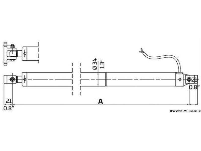 Attuatore elettrico lineare per portelloni Ulysses per carichi leggeri