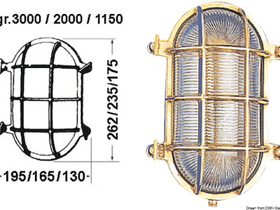 Lampada OLD MARINA a tartaruga ovale in ottone lucido