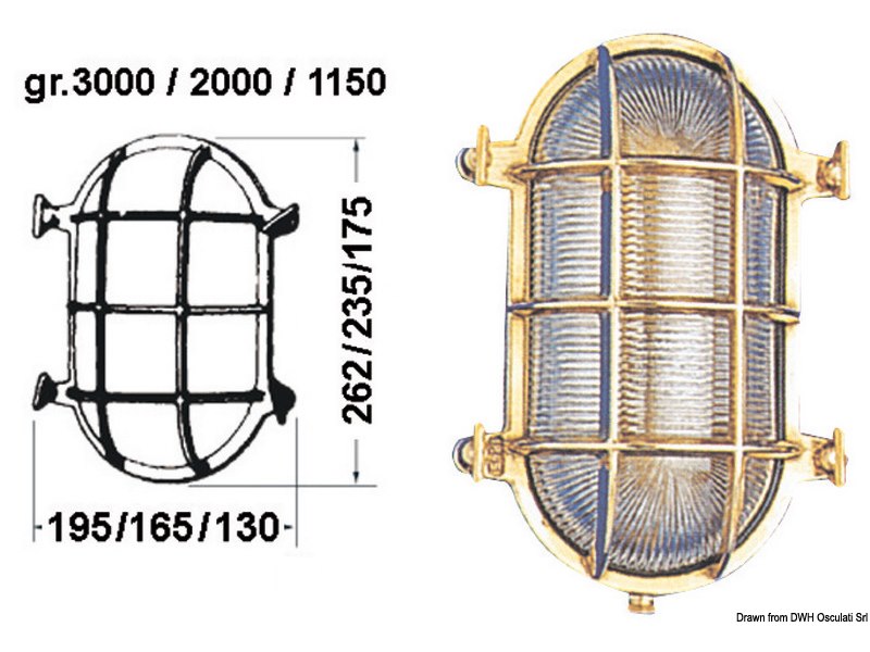 Lampada OLD MARINA a tartaruga ovale in ottone lucido