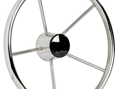 Timone in acciaio inox  lucidato a specchio a 5 razze