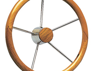 Timone con cerchio esterno in teak a grosso diametro