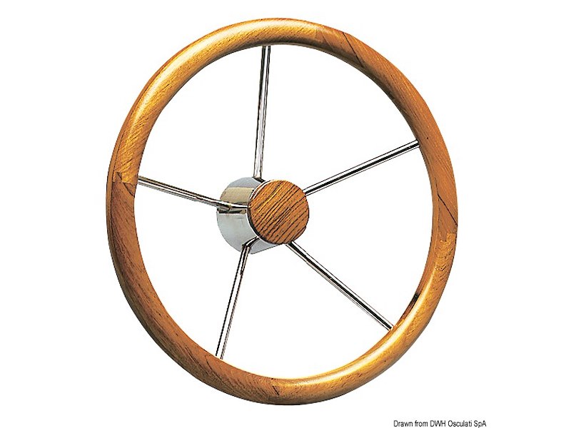 Timone con cerchio esterno in teak a grosso diametro