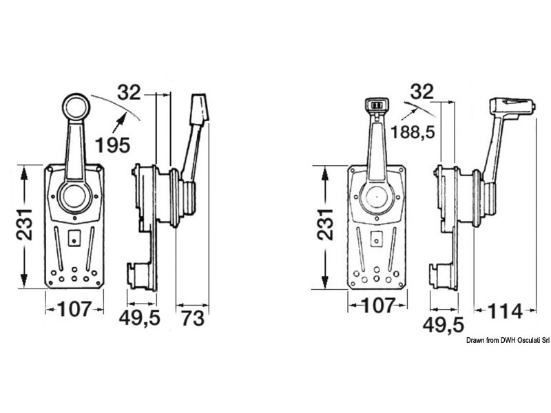 Comando monoleva ad incasso per montaggio a parete