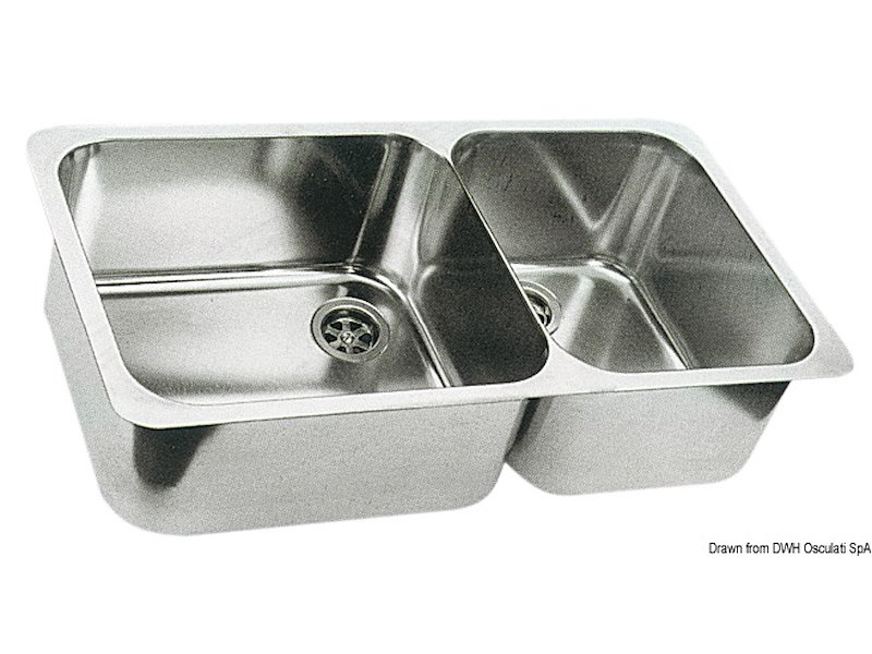 Lavello doppio 600 x 320 mm inox 