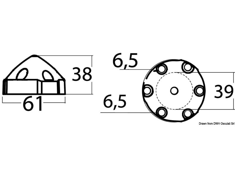 Anodo a cono in zinco compatibile con eliche Max-Prop