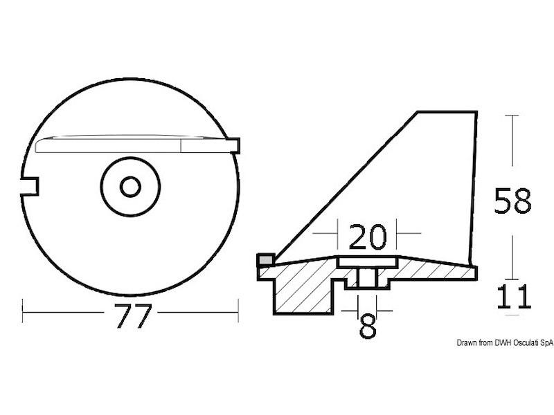 Anodo pinna Tohatsu 60/140HP 
