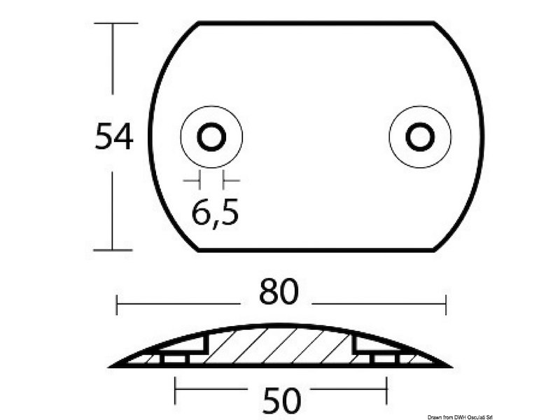 Piastra zinco mm 80x55 