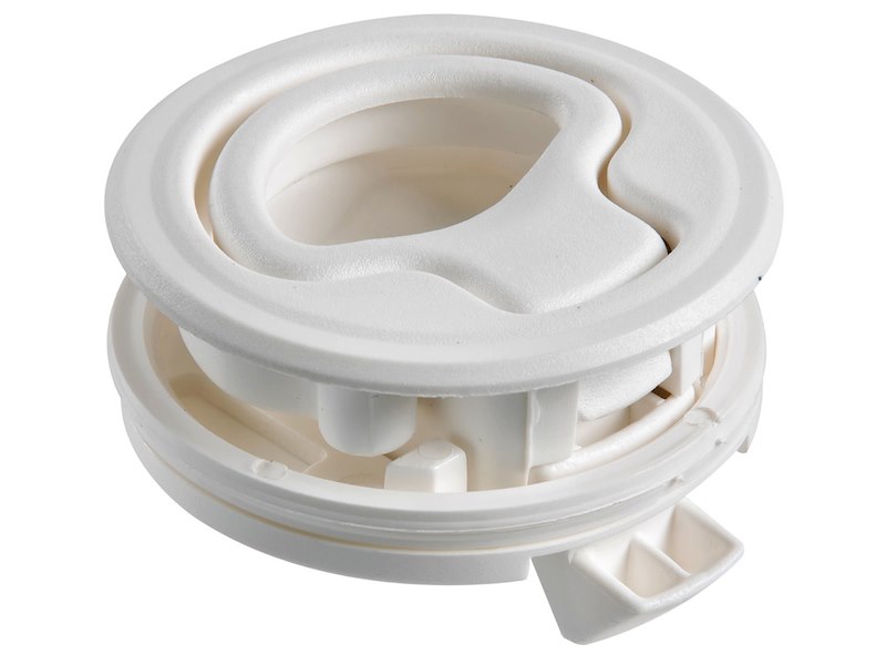 Alzapagliolo per chiusura sportelli con maniglietta rientrante a molla