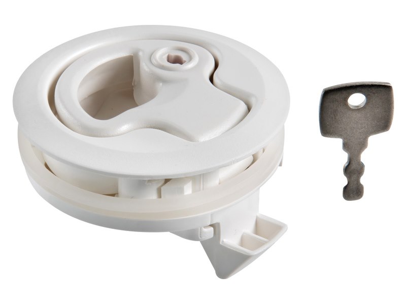 Alzapagliolo per chiusura sportelli con maniglietta rientrante a molla