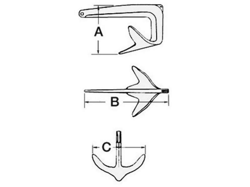 Ancora Trefoil® in acciaio inox AISI 316 lucidato a specchio
