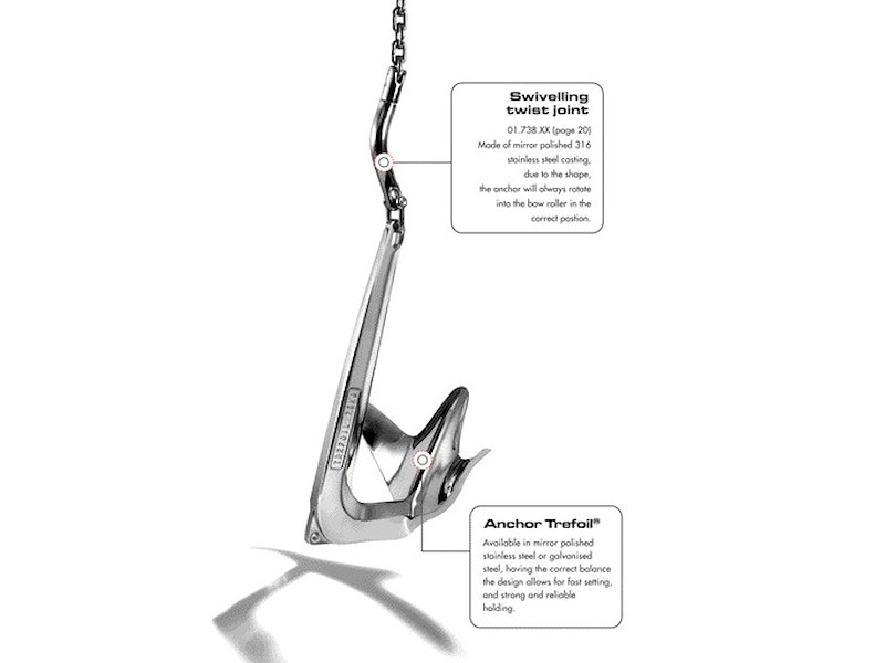 Ancora Trefoil® in acciaio inox AISI 316 lucidato a specchio