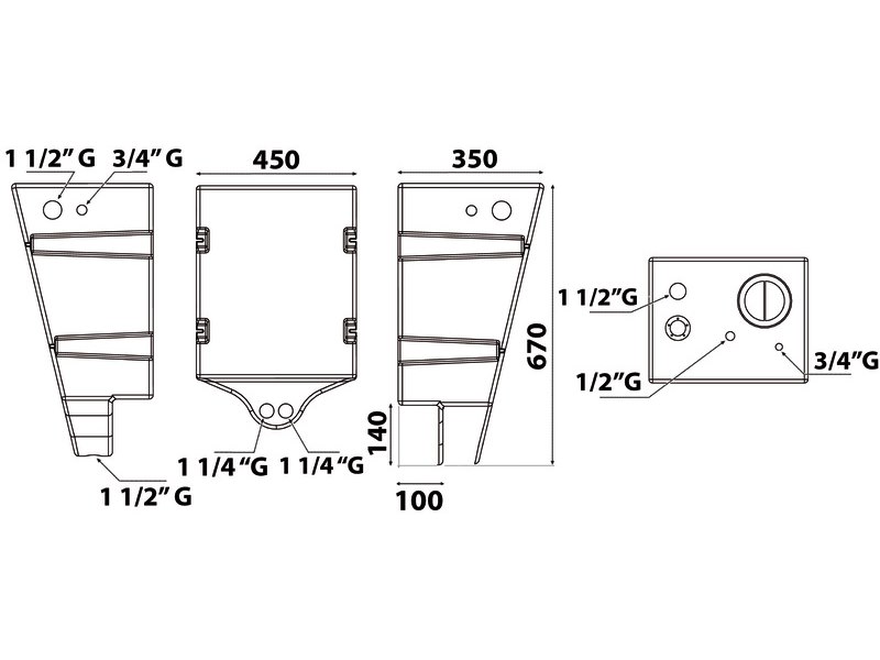 Serbatoio per acque nere a parete 60 l 