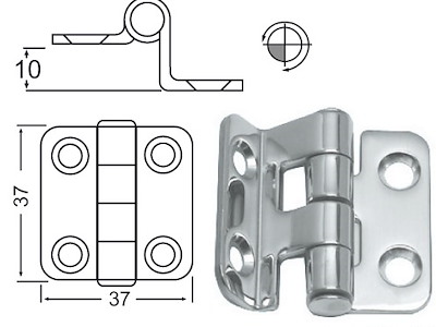 Cerniera inox a sbalzo 37x37 mm 