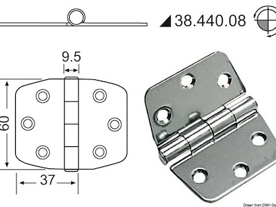 Cerniera inox 74x60 mm 