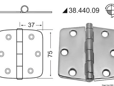Cerniera inox 74x75 mm 