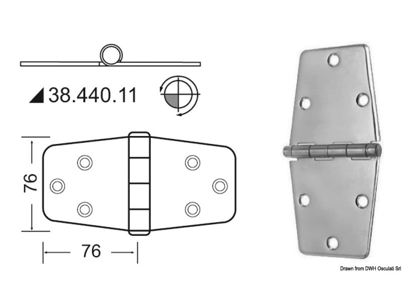 Cerniera inox 152x76 mm 