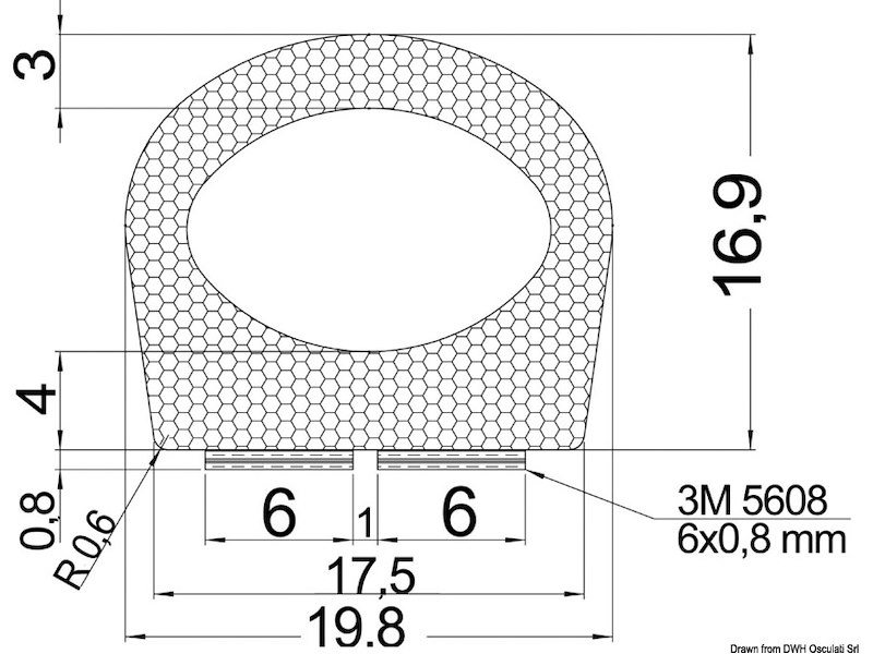 Profilo autoadesivo 17,5 x 16,9 mm 